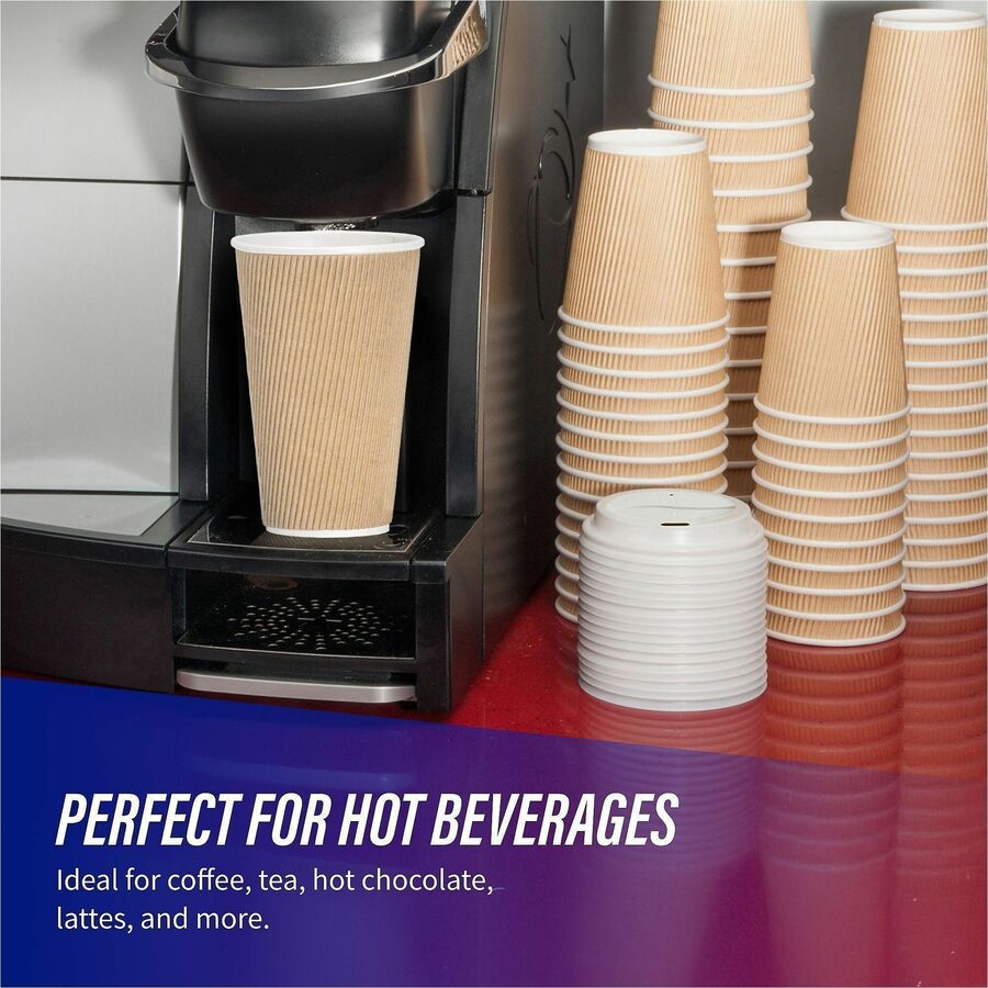 Genuine Joe 16 oz Rippled Hot Cups - fl - Brown - Drink Beverage - 25/Pack - 20 / Carton