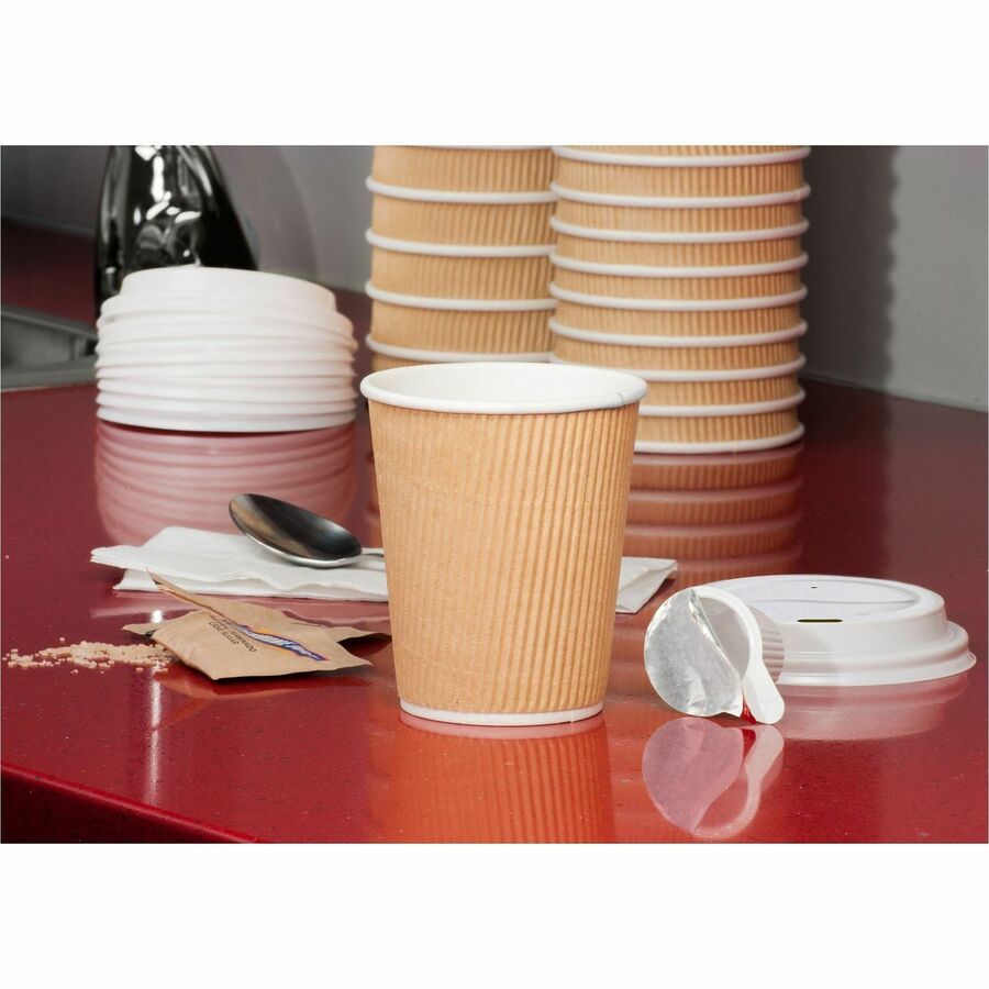 Genuine Joe 16 oz Rippled Hot Cups - fl - Brown - Drink Beverage - 25/Pack - 20 / Carton
