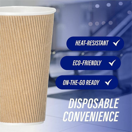 Genuine Joe 16 oz Rippled Hot Cups - fl - Brown - Drink Beverage - 25/Pack - 20 / Carton