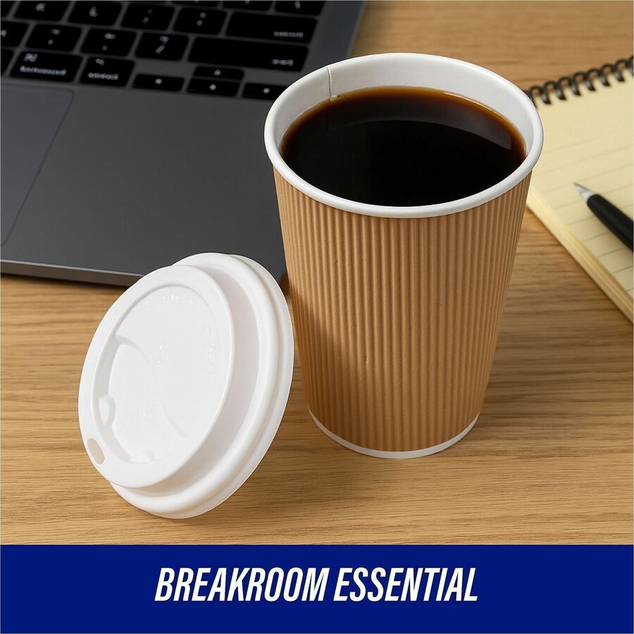 Genuine Joe 16 oz Rippled Hot Cups - fl - Brown - Drink Beverage - 25/Pack - 20 / Carton