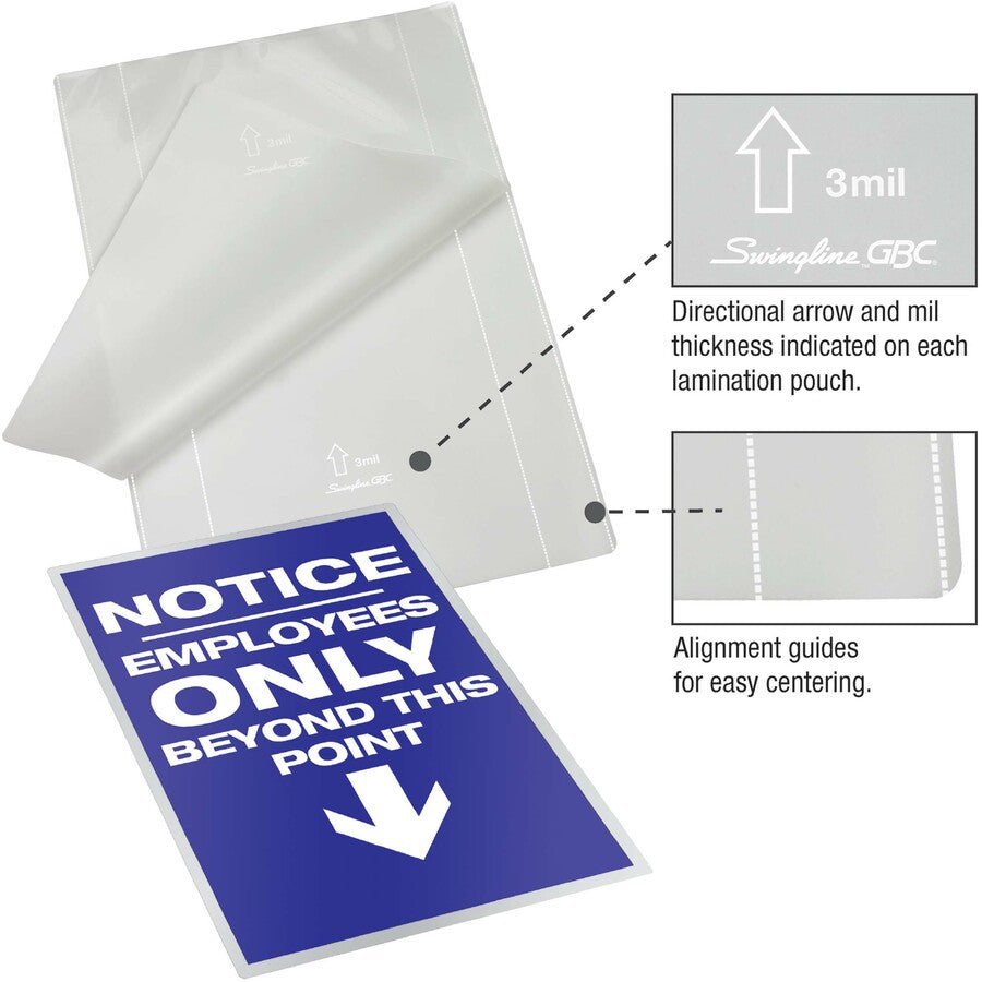 GBC Fusion EZUse Laminating Pouches - Sheet Size Supported: Letter - Laminating Pouch/Sheet Size: 8.50" Width x 11" Length x 10 mil Thickness - Glossy - for Document - UV Resistant, Fade Resistant - Clear - 50 / Box