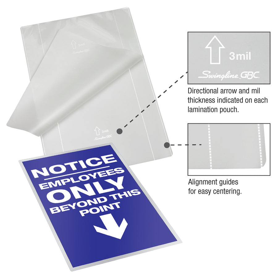 GBC Fusion EZUse Laminating Pouches - Sheet Size Supported: Letter - Laminating Pouch/Sheet Size: 8.50" Width x 11" Length x 10 mil Thickness - Glossy - for Document - UV Resistant, Fade Resistant - Clear - 50 / Box