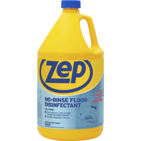 Zep No Rinse Floor Disinfectant - For Floor - 128 fl oz (4 quart) - Deodorize, Disinfectant, Rinse-free - Blue - 1 Each