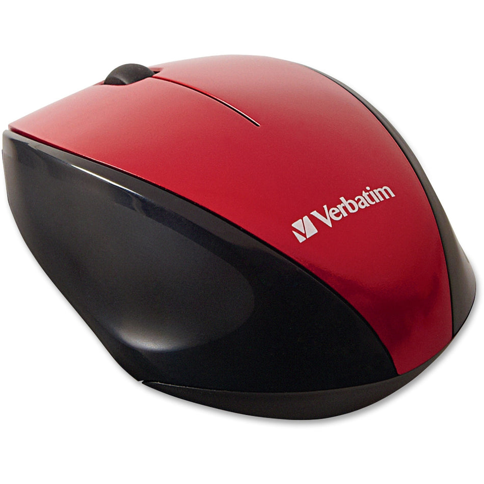 Verbatim Wireless Multi-trac LED Optical Mouse - Blue Optical - Wireless - Radio Frequency - 2.40 GHz - Red - USB 2.0 - Scroll Wheel - 3 Button(s) - 1 Each