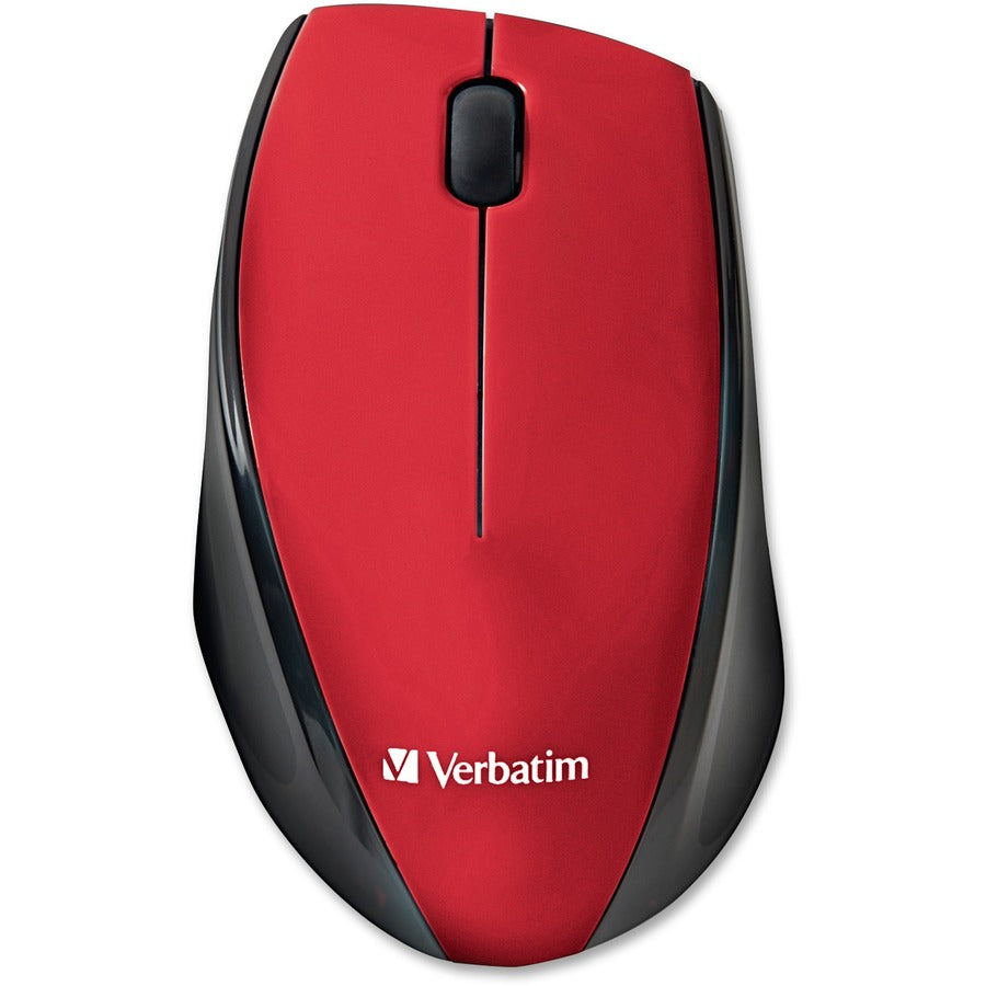 Verbatim Wireless Multi-trac LED Optical Mouse - Blue Optical - Wireless - Radio Frequency - 2.40 GHz - Red - USB 2.0 - Scroll Wheel - 3 Button(s) - 1 Each
