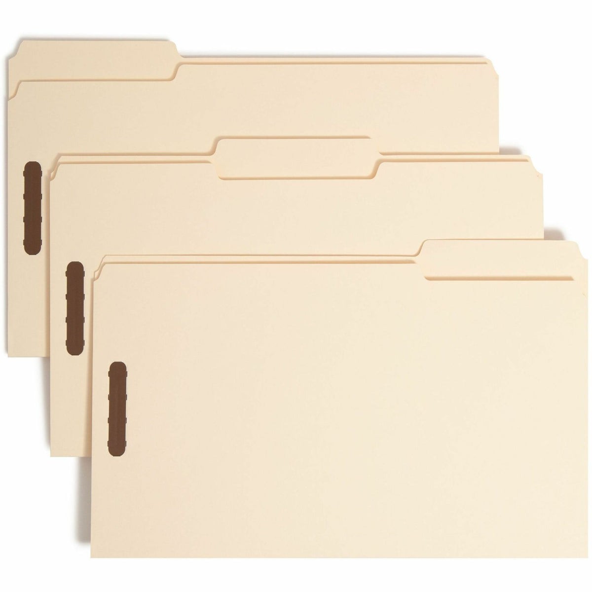Smead 1/3 Tab Cut Legal Recycled Fastener Folder - 8 1/2" x 14" - 2 x 2K Fastener(s) - Top Tab Location - Assorted Tab Position - 18 pt. - 1 Plys - Manila - 10% Paper Recycled - 50 / Box