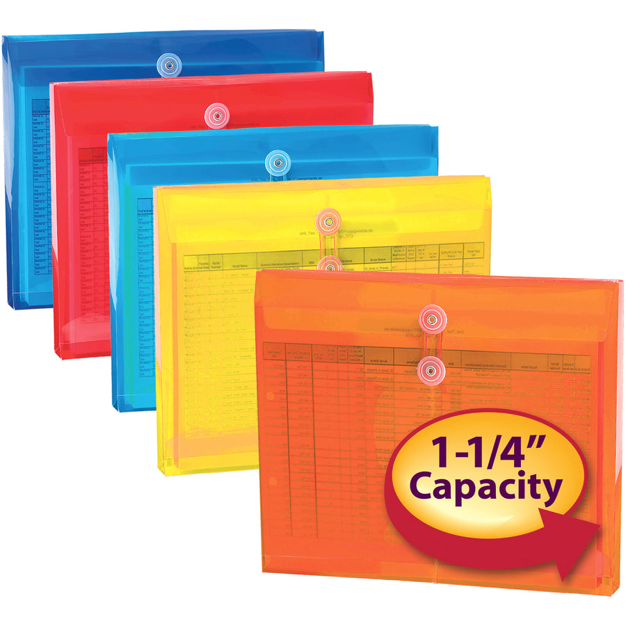Smead Letter File Pocket - 8 1/2" x 11" - 1 1/4" Expansion - Polypropylene - Assorted - 5/Pack - 24 / Carton