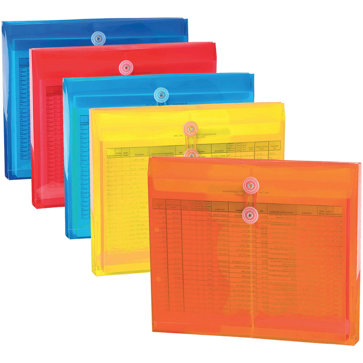 Smead Letter File Pocket - 8 1/2" x 11" - 1 1/4" Expansion - Polypropylene - Assorted - 5/Pack - 24 / Carton