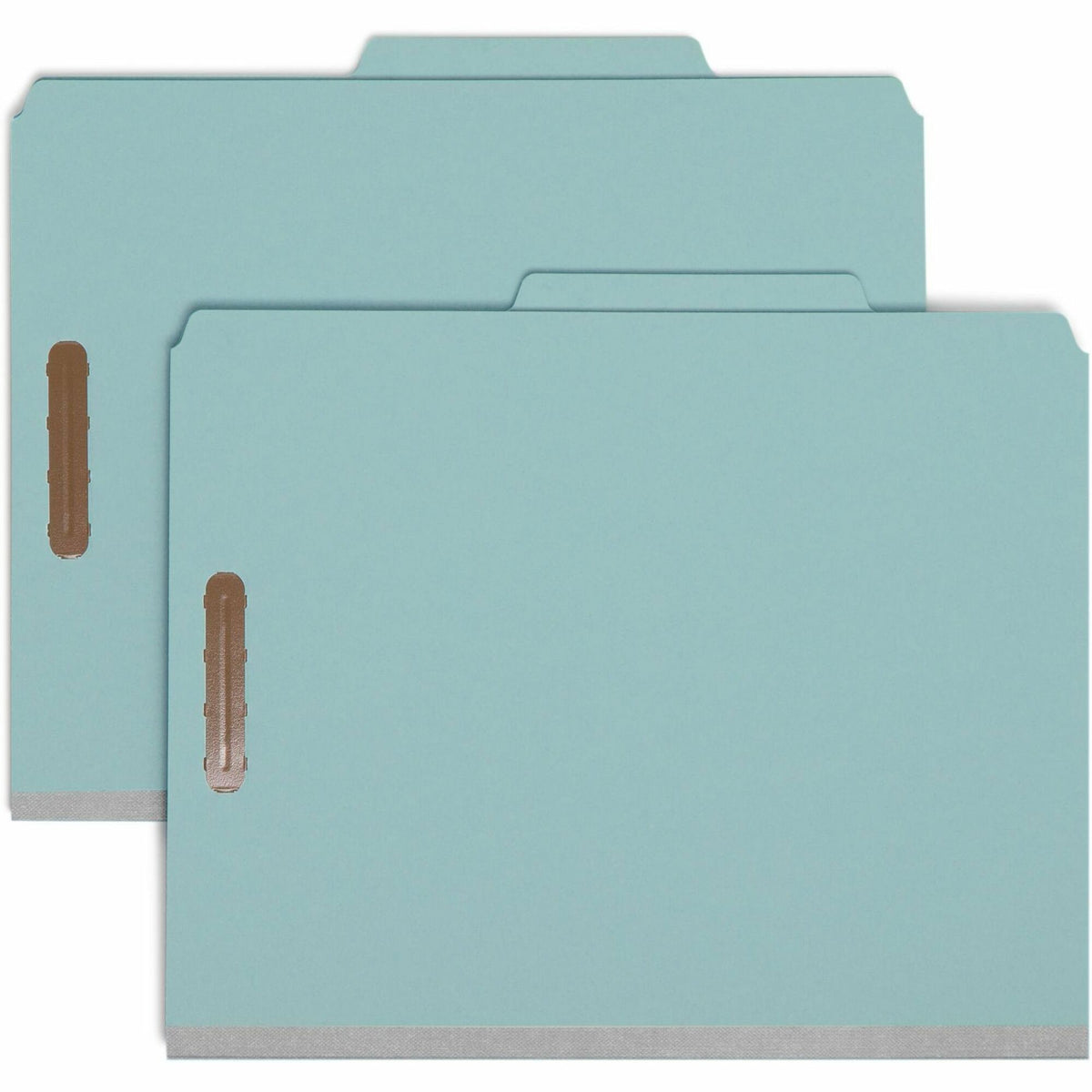 Smead 2/5 Tab Cut Letter Recycled Classification Folder - 8 1/2" x 11" - 3" Expansion - 2 x 2K Fastener(s) - Top Tab Location - Right of Center Tab Position - 3 Divider(s) - 25 pt. - Blue - Eco-friendly, Durable - 100% Recycled - 10 / Box