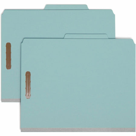 Smead 2/5 Tab Cut Letter Recycled Classification Folder - 8 1/2" x 11" - 3" Expansion - 2 x 2K Fastener(s) - Top Tab Location - Right of Center Tab Position - 3 Divider(s) - 25 pt. - Blue - Eco-friendly, Durable - 100% Recycled - 10 / Box