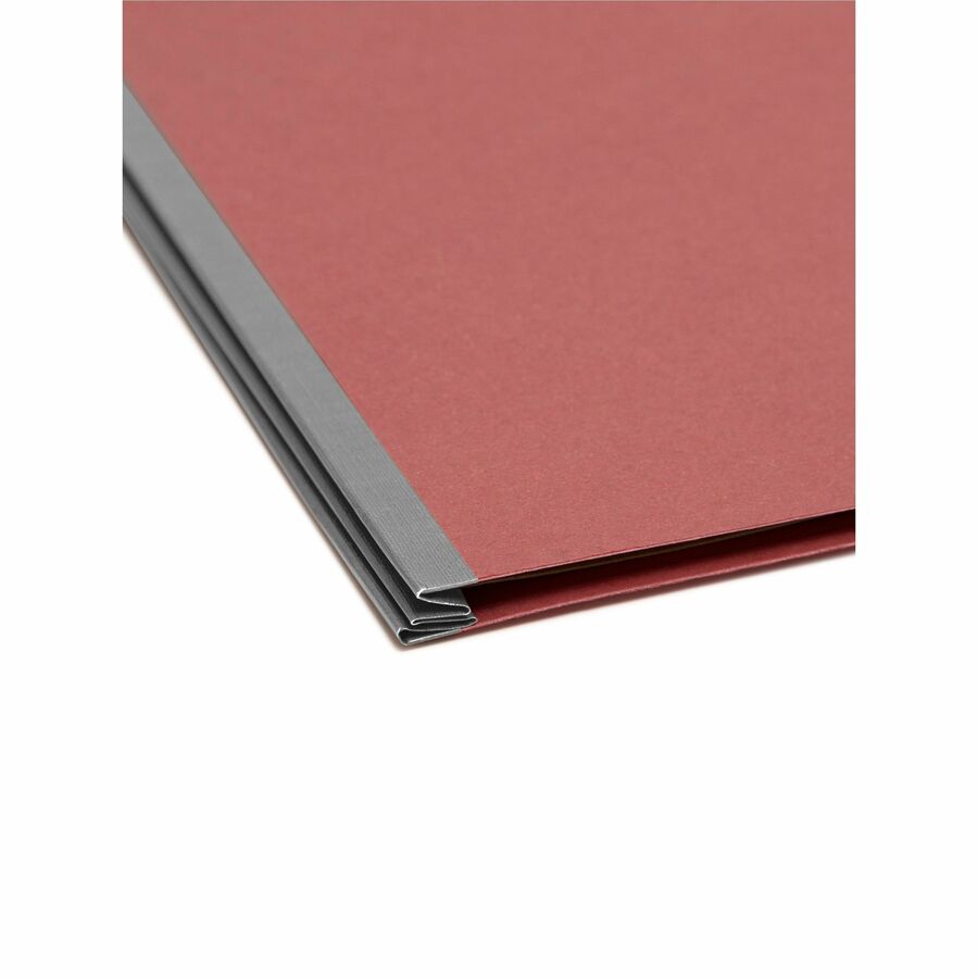 Smead 2/5 Tab Cut Letter Recycled Classification Folder - 8 1/2" x 11" - 3" Expansion - 2 x 2K Fastener(s) - Top Tab Location - Right of Center Tab Position - 3 Divider(s) - 25 pt. - Pressboard - Red - Eco-friendly, Durable - 100% Recycled - 10 / Box