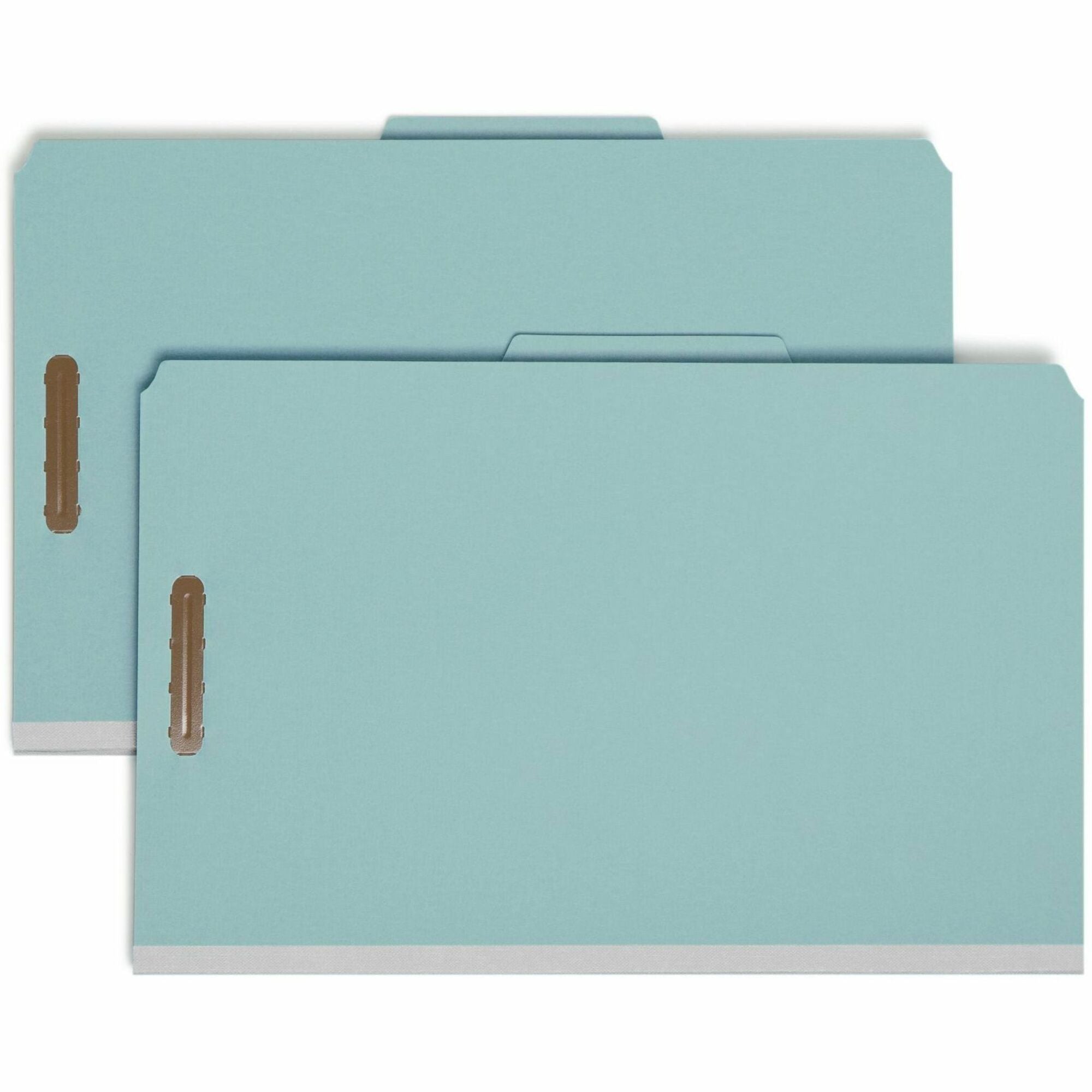 Smead 2/5 Tab Cut Legal Recycled Classification Folder - 8 1/2" x 14" - 3" Expansion - 2 x 2K Fastener(s) - Top Tab Location - Right of Center Tab Position - 3 Divider(s) - 25 pt. - Pressboard - Blue - 100% Recycled - 10 / Box