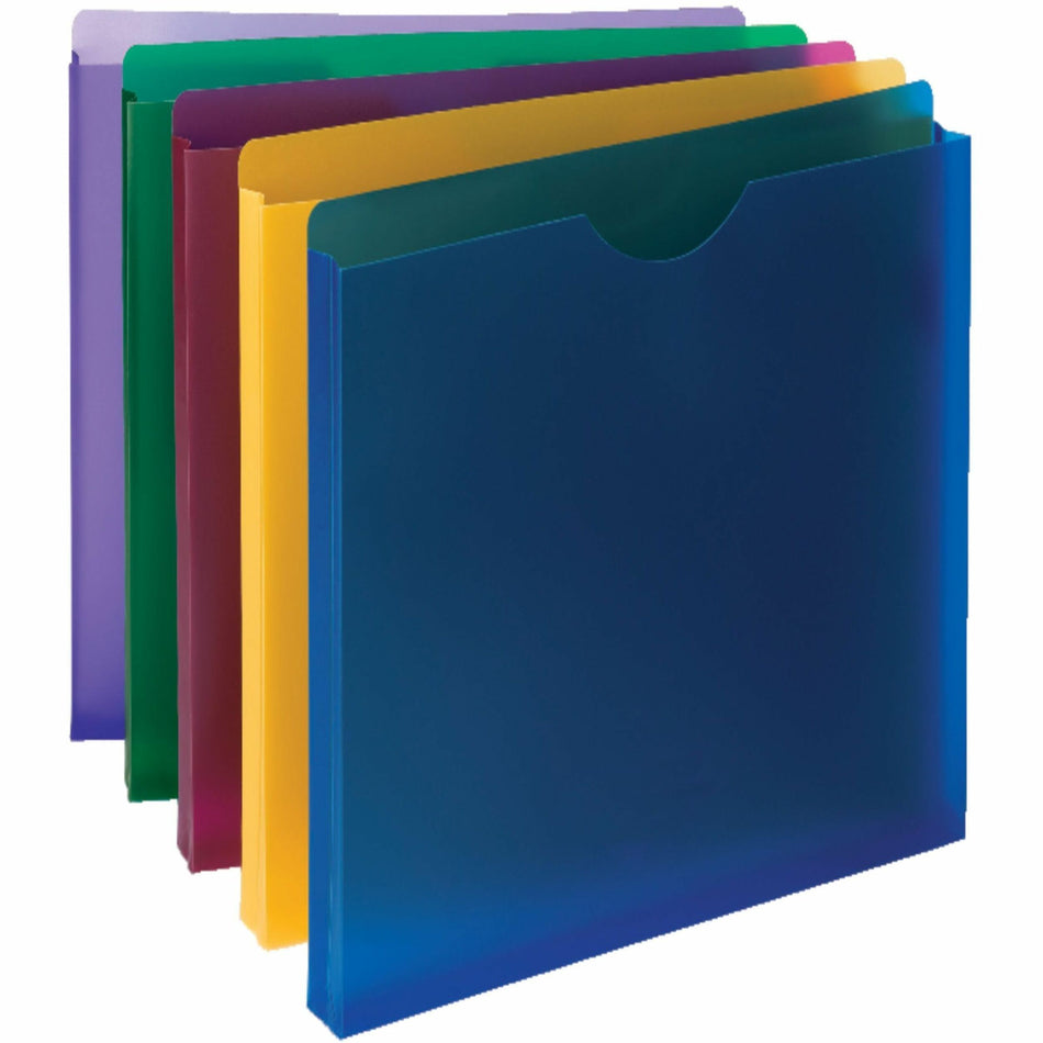 Smead Straight Tab Cut Letter File Jacket - 8 1/2" x 11" - 1" Expansion - 1 Plys - Blue, Red, Yellow, Green, Purple - 10 / Pack