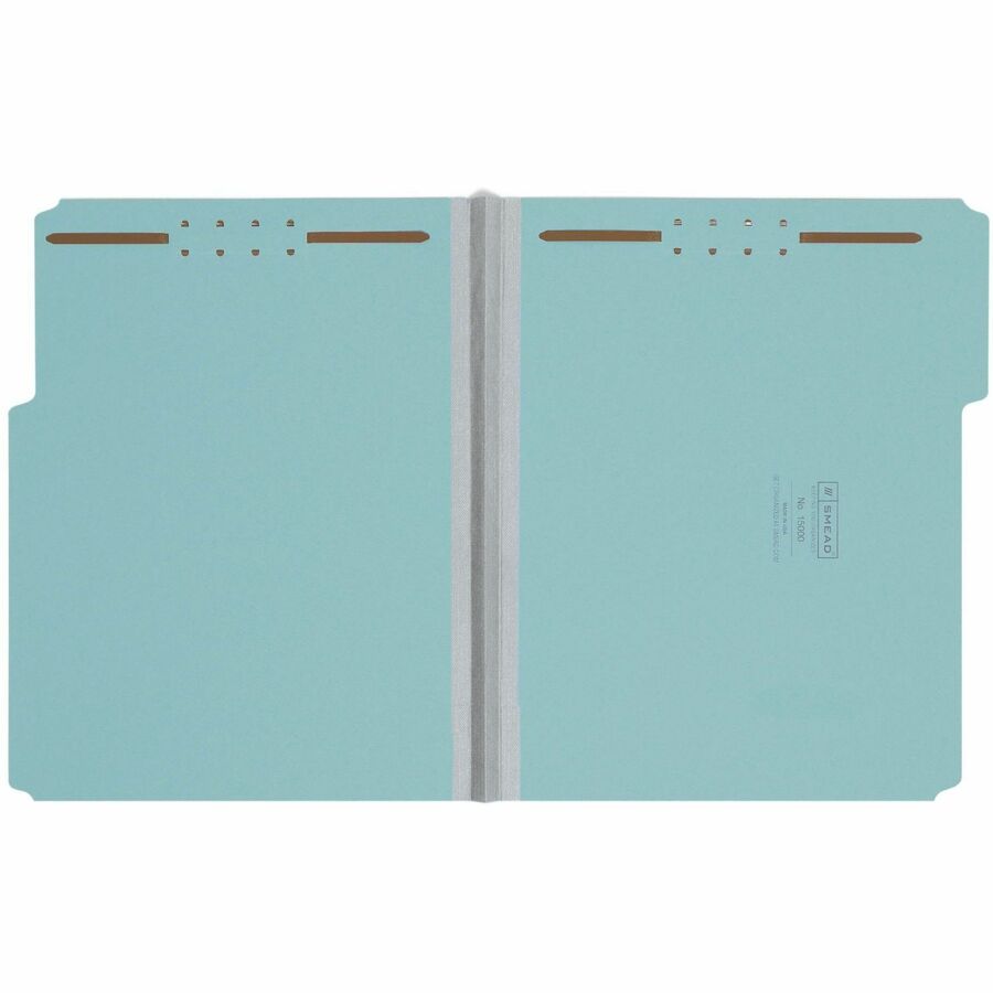 Smead 1/3 Tab Cut Letter Recycled Fastener Folder - 8 1/2" x 11" - 125 Sheets Capacity - 1" Expansion - 2 x 2K Fastener(s) - Assorted Tab Position - 1 Plys - Pressboard - Blue - 100% Recycled - 25 / Box