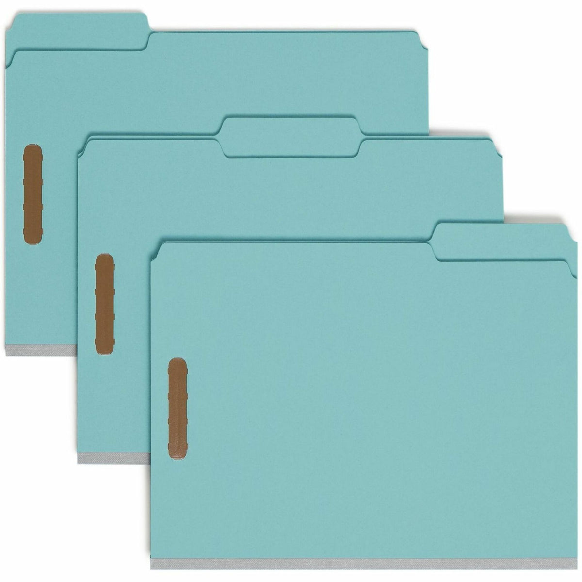 Smead 1/3 Tab Cut Letter Recycled Fastener Folder - 8 1/2" x 11" - 125 Sheets Capacity - 1" Expansion - 2 x 2K Fastener(s) - Assorted Tab Position - 1 Plys - Pressboard - Blue - 100% Recycled - 25 / Box