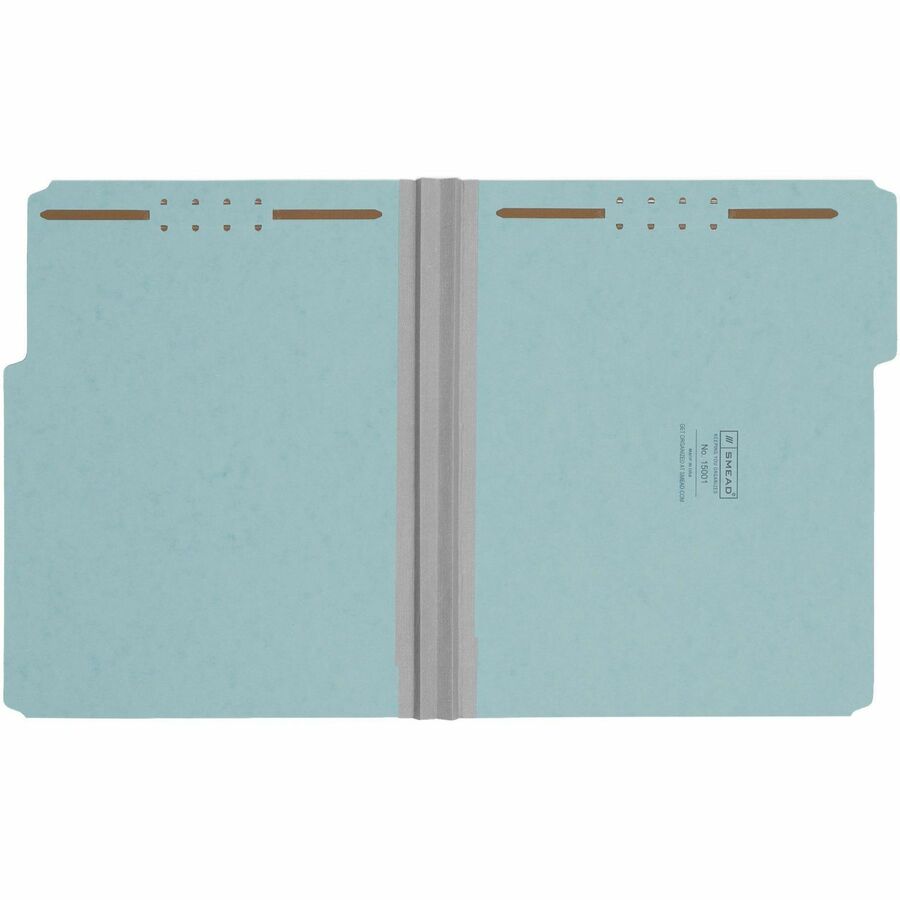Smead 1/3 Tab Cut Letter Recycled Fastener Folder - 8 1/2" x 11" - 2" Expansion - 2 x 2K Fastener(s) - Assorted Tab Position - 1 Plys - Pressboard - Blue - 100% Recycled - 25 / Box