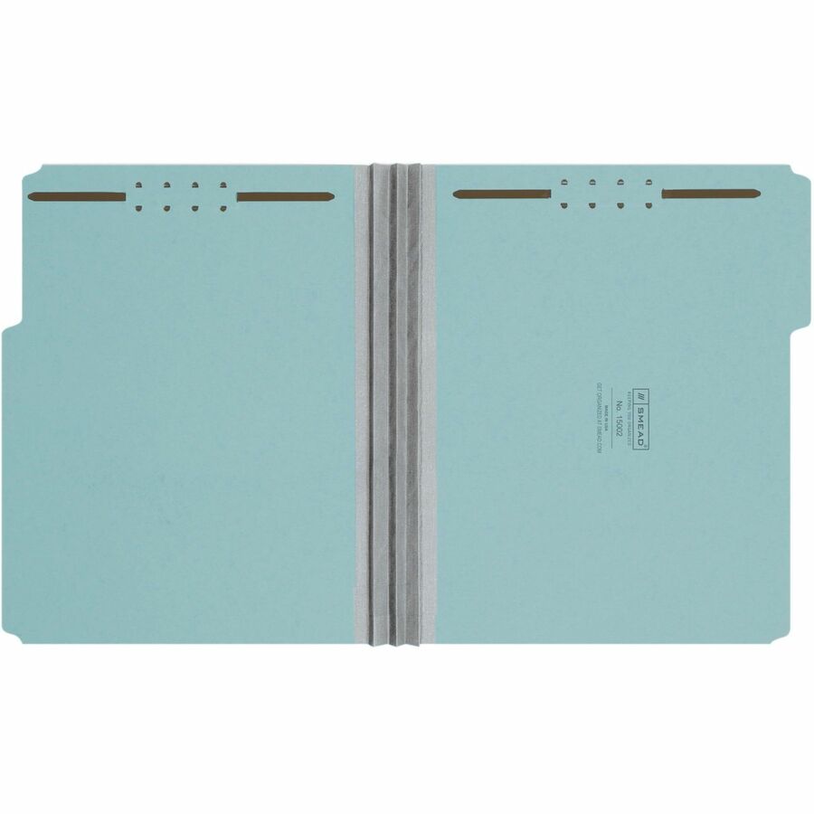 Smead 1/3 Tab Cut Letter Recycled Fastener Folder - 8 1/2" x 11" - 3" Expansion - 2 x 2K Fastener(s) - Assorted Tab Position - 1 Plys - Pressboard - Blue - 100% Recycled - 25 / Box