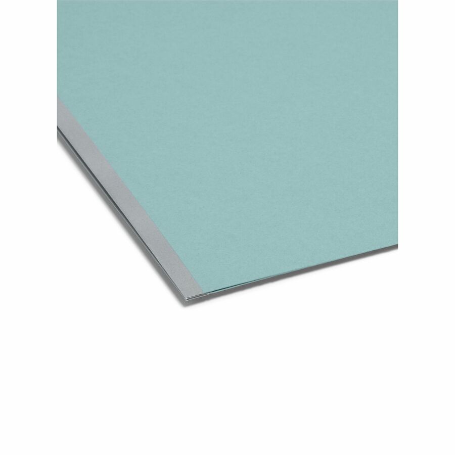 Smead 1/3 Tab Cut Legal Recycled Fastener Folder - 9 1/2" x 14 5/8" - 1" Expansion - 2 x 2K Fastener(s) - Folder - Assorted Tab Position - 1 Plys - Pressboard - Blue - 100% Recycled - 25 / Box