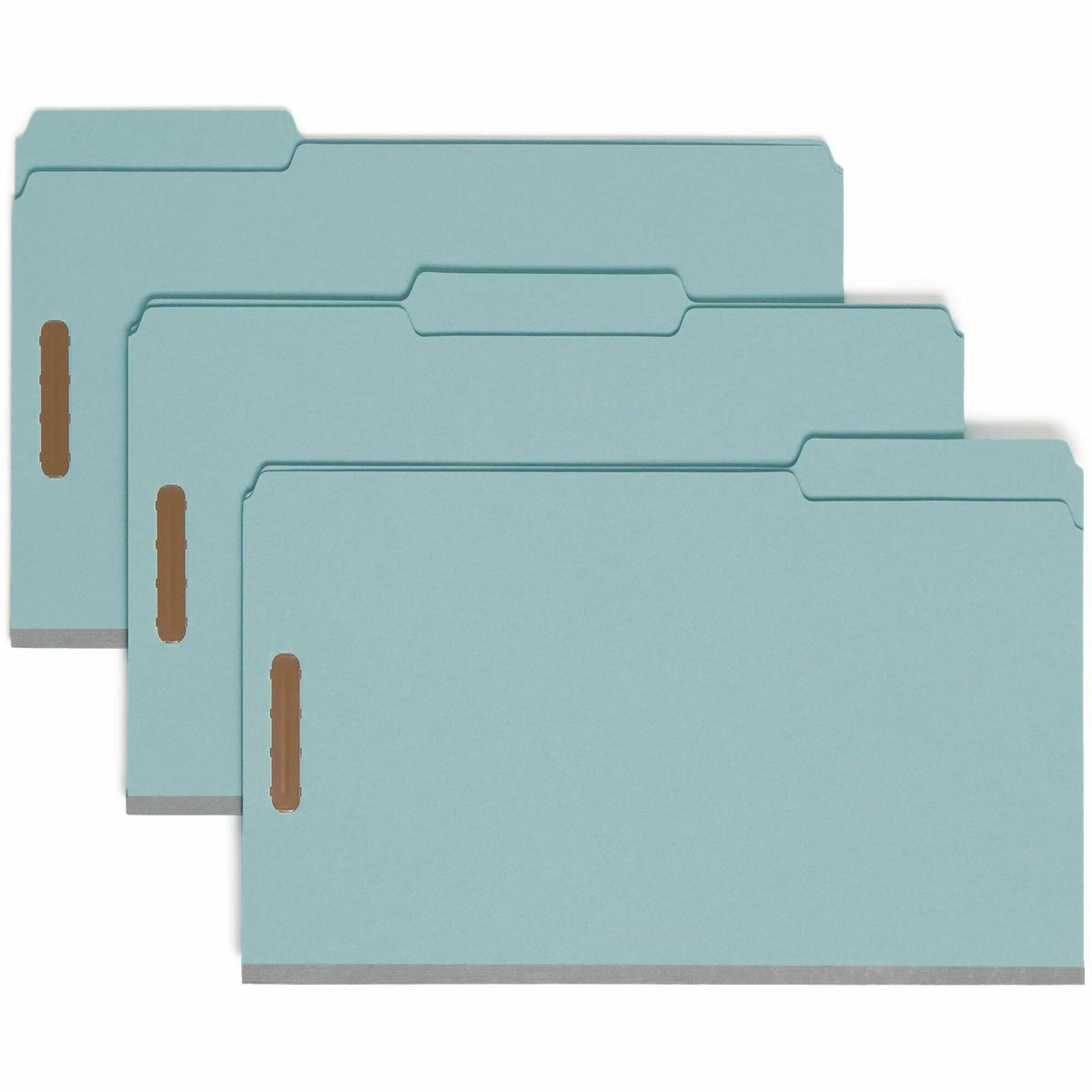Smead 1/3 Tab Cut Legal Recycled Fastener Folder - 9 1/2" x 14 5/8" - 2" Expansion - 2 x 2K Fastener(s) - Folder - Assorted Tab Position - 1 Plys - Pressboard - Blue - 100% Recycled - 25 / Box