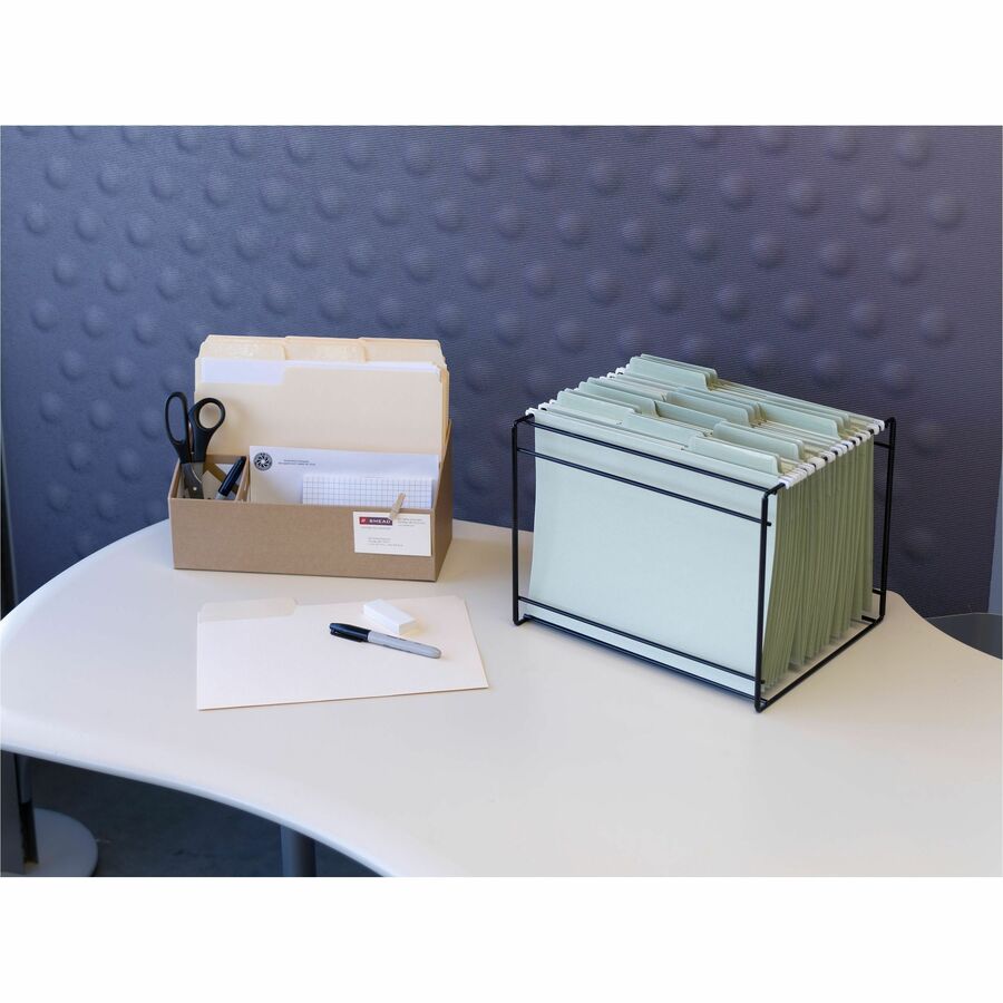 Smead FasTab 1/3 Tab Cut Letter Recycled Hanging Folder - 8 1/2" x 11" - Top Tab Location - Assorted Tab Position - 2 Plys - Moss - 10% Recycled - 20 / Box