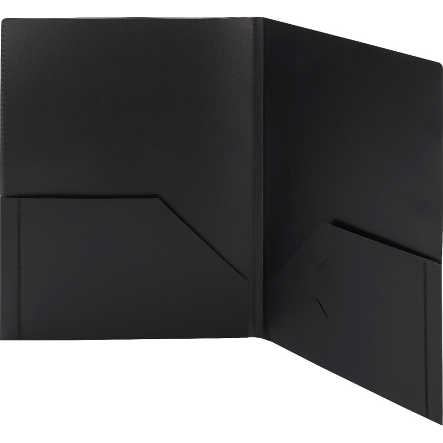 Smead Letter Pocket Folder - 8 1/2" x 11" - 50 Sheets Capacity - 2 Pocket(s) - Polypropylene - Black - 5 / Pack