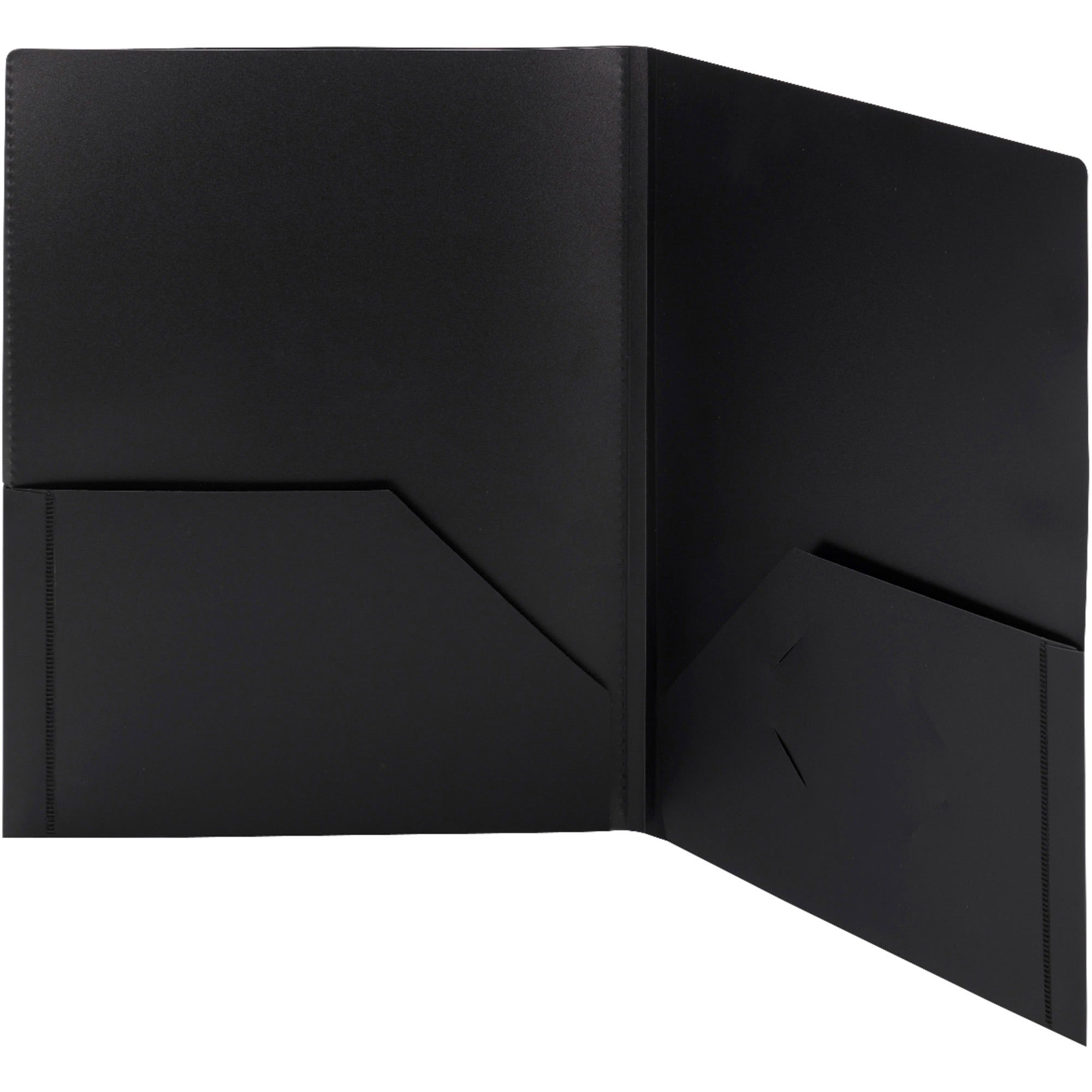 Smead Letter Pocket Folder - 8 1/2" x 11" - 50 Sheets Capacity - 2 Pocket(s) - Polypropylene - Black - 5 / Pack