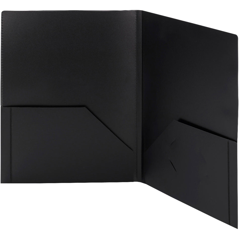 Smead Letter Pocket Folder - 8 1/2" x 11" - 50 Sheets Capacity - 2 Pocket(s) - Polypropylene - Black - 5 / Pack