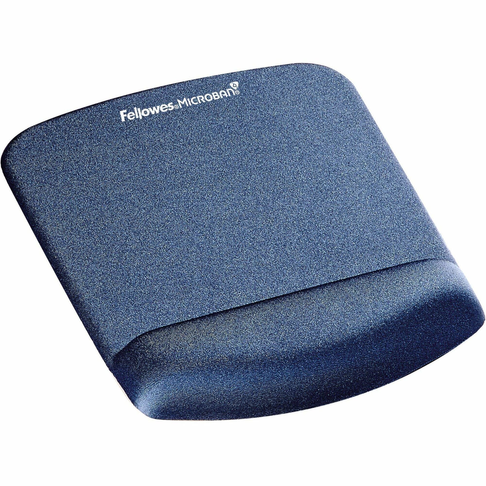 Fellowes PlushTouch Microban Mouse Pad Wrist Rest - 1" Height x 7.25" Width x 9.38" Depth - Blue - Polyurethane - Tear Resistant, Wear Resistant, Skid Proof - 1 Each