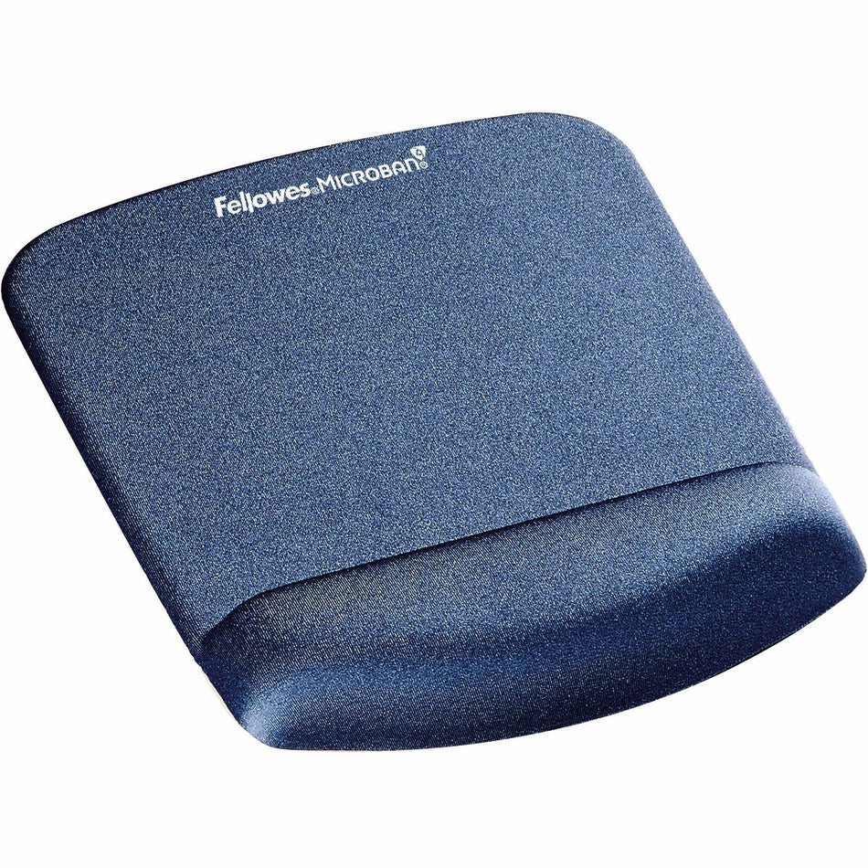 Fellowes PlushTouch Microban Mouse Pad Wrist Rest - 1" Height x 7.25" Width x 9.38" Depth - Blue - Polyurethane - Tear Resistant, Wear Resistant, Skid Proof - 1 Each