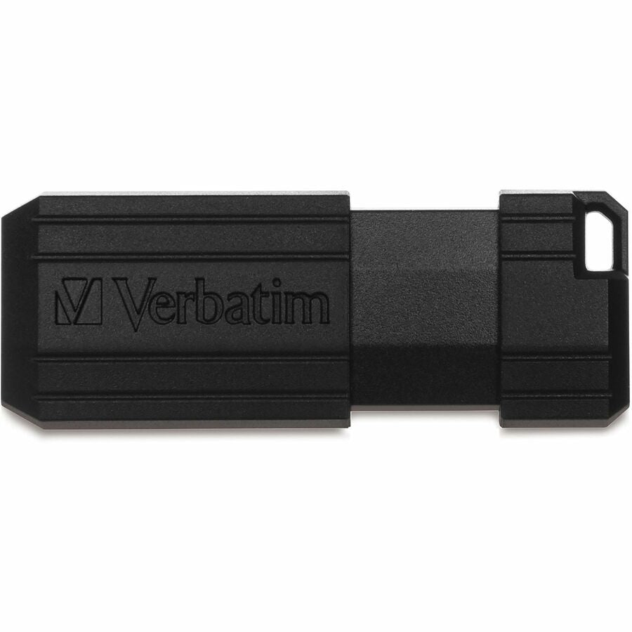 Microban 128GB PinStripe USB Drive - 128 GB - USB 2.0 Type A - 10 MB/s Read Speed - 4 MB/s Write Speed - Black - Lifetime Warranty - 1 Each