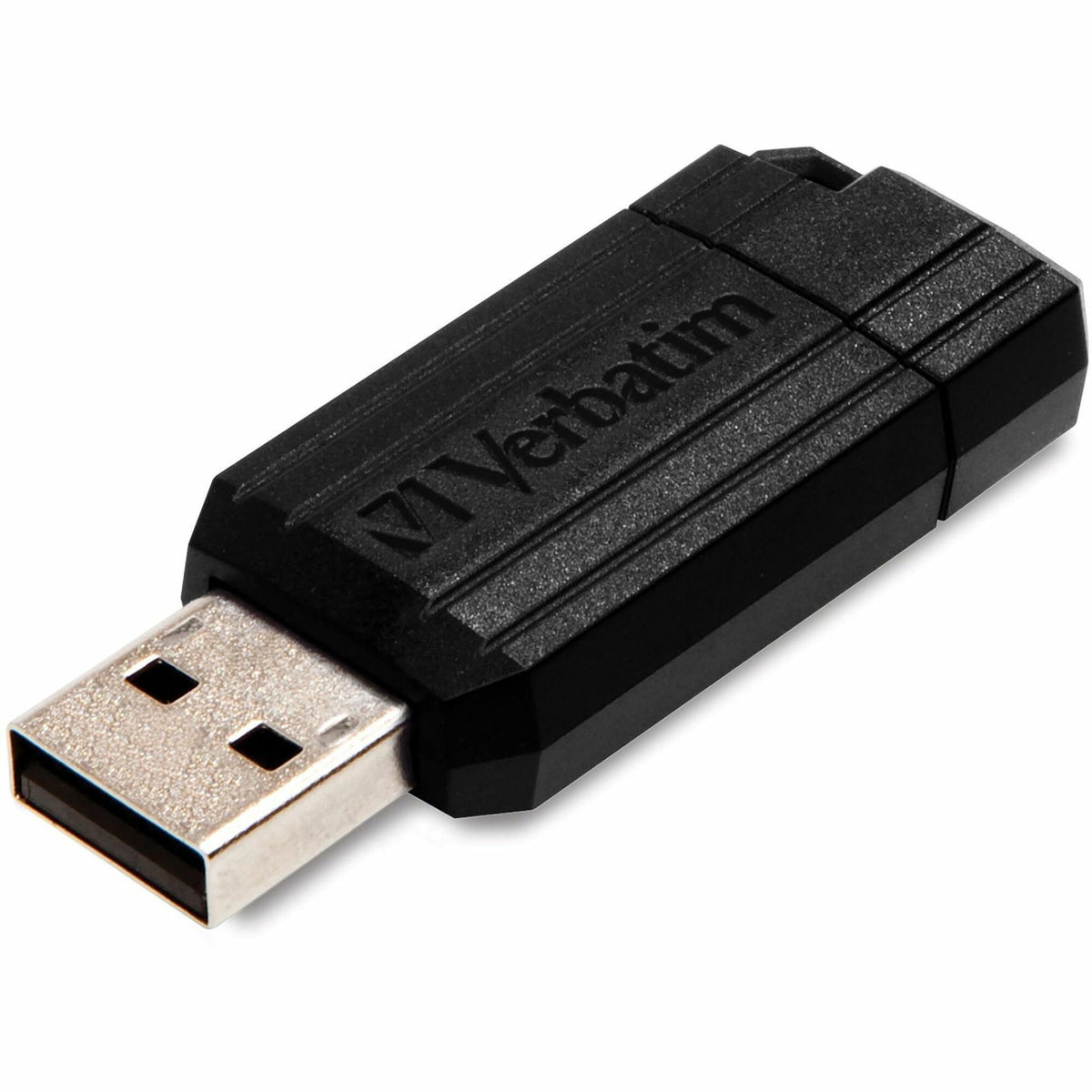 Microban 128GB PinStripe USB Drive - 128 GB - USB 2.0 Type A - 10 MB/s Read Speed - 4 MB/s Write Speed - Black - Lifetime Warranty - 1 Each