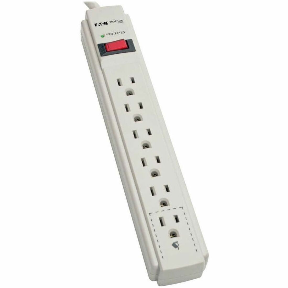 Tripp Lite series 6-Outlets, 8-Ft Cord, 990 Joule Strip, Flat Plug - Protect It! Surge Suppressor - 6 x NEMA 5-15R - 1875 VA - 990 J - 120 V AC, 125 V AC Input - 8 ft - Wall Mountable