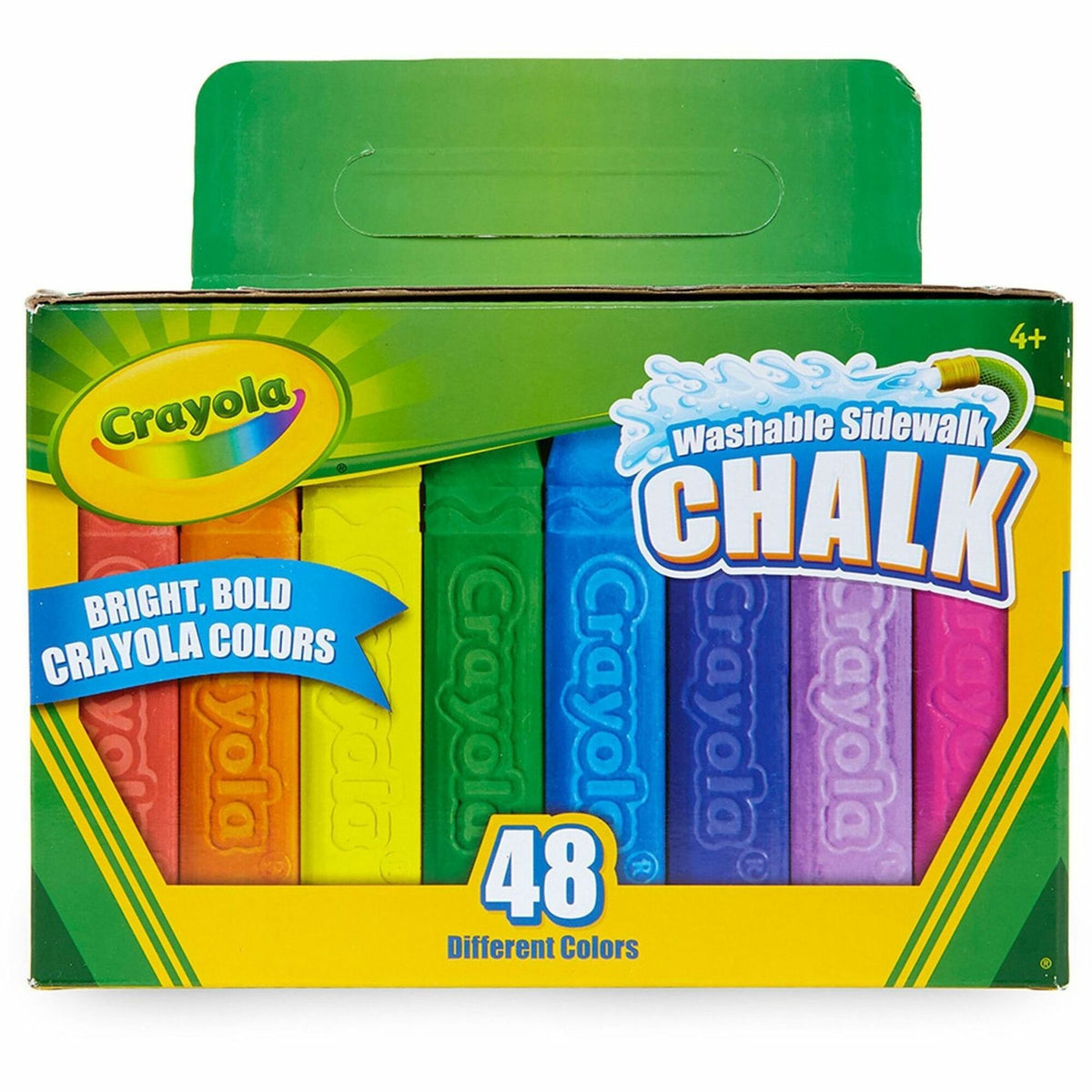 Crayola Washable Sidewalk Chalk - 4" Length x 0.9" Diameter - Assorted - Roll Stop, Washable - 48 / Box