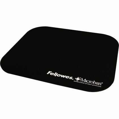 Fellowes Microban Mouse Pad: Tear Resistant, Skid Proof - Black Rubber - TAA Compliant