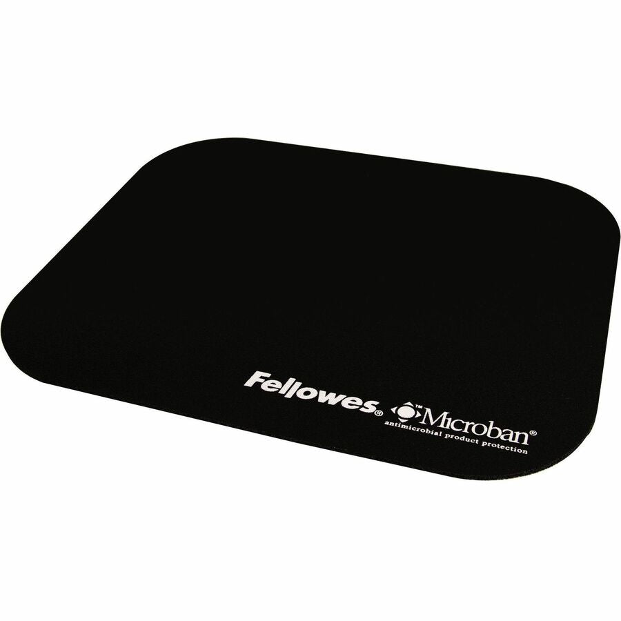 Fellowes Microban Mouse Pad - 8" Height x 9" Width x 0.13" Depth - Black - Rubber - Tear Resistant, Wear Resistant, Skid Proof - 1 Each - TAA Compliant
