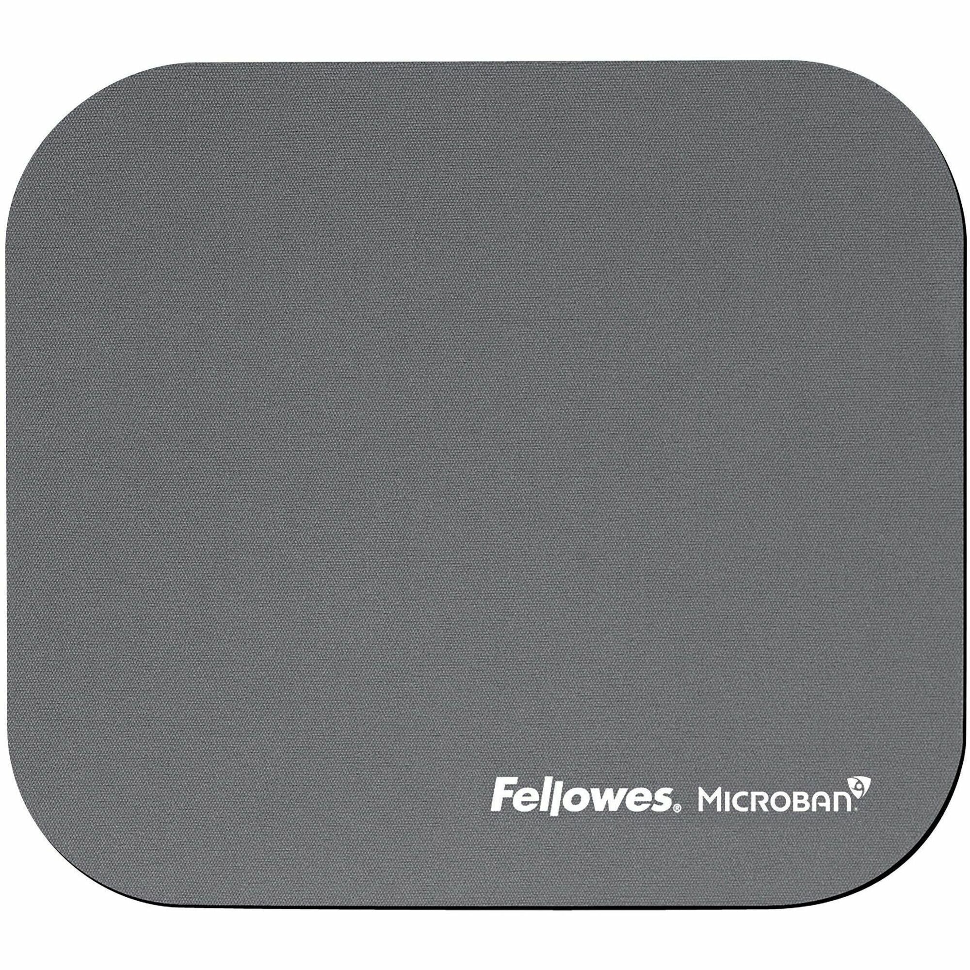 Fellowes Microban Mouse Pad - 8" Height x 9" Width x 0.13" Depth - Graphite - Rubber - Wear Resistant, Tear Resistant, Scratch Resistant, Skid Proof - 1 Each