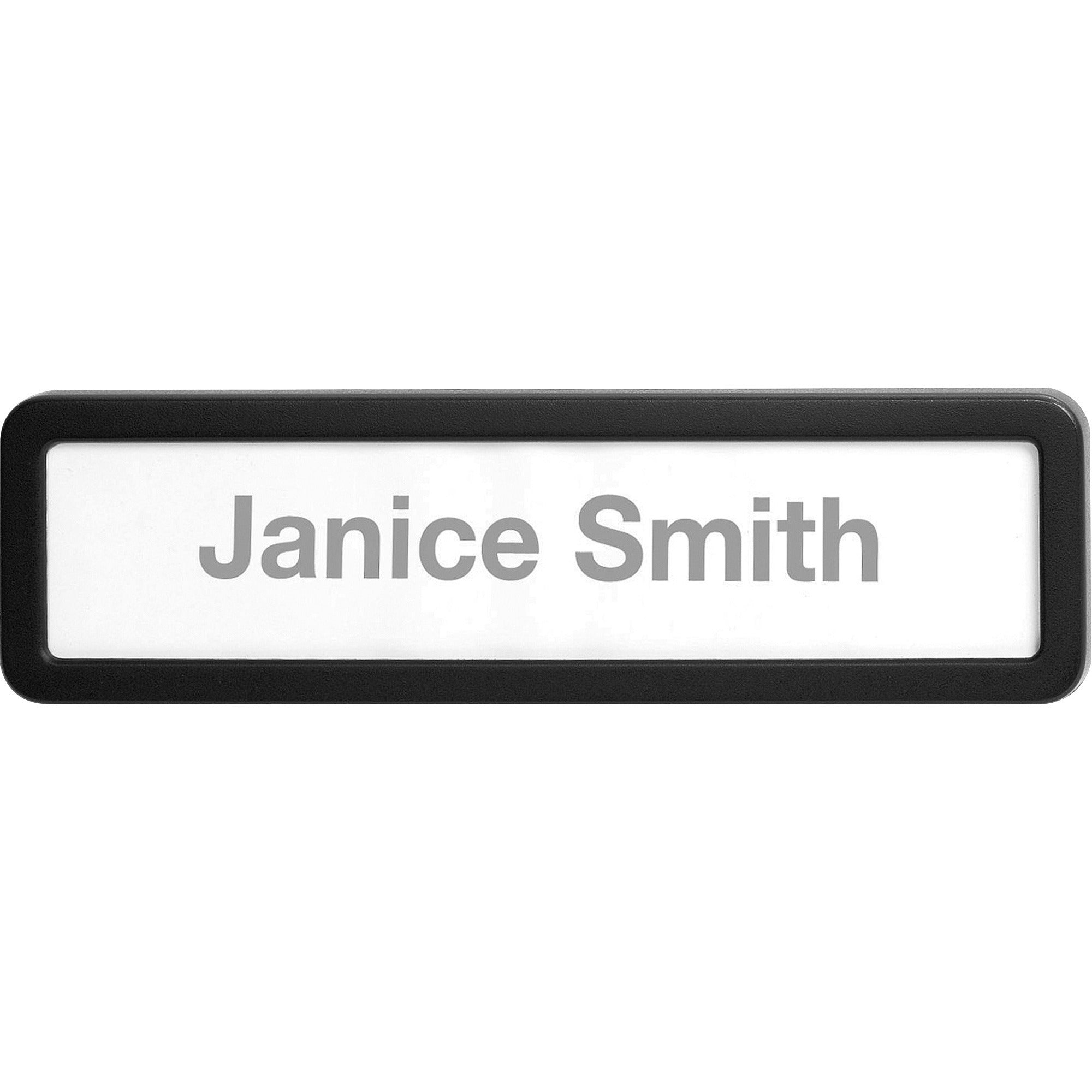 Lorell Recycled Cubicle Nameplate - 0.9" Width x 2.7" Height - Wall - Plastic - Black - 1 Each
