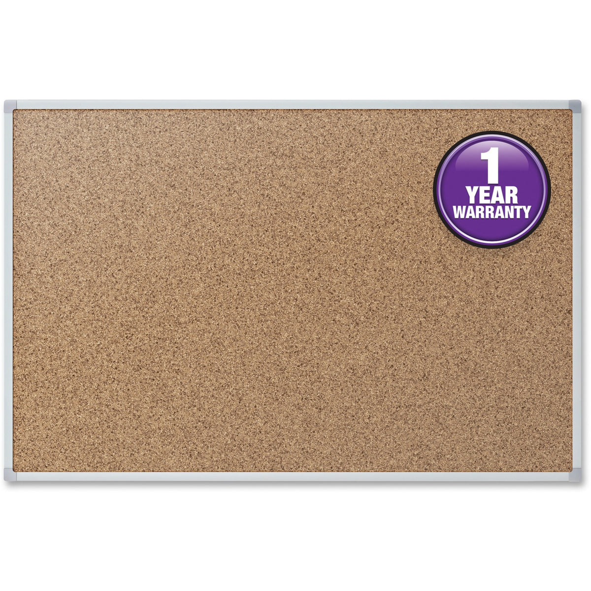 Mead Classic Cork Bulletin Board - 24" Board Height x 18" Board Width - Natural Cork Surface - Self-healing - Silver Aluminum Frame - 1 Each