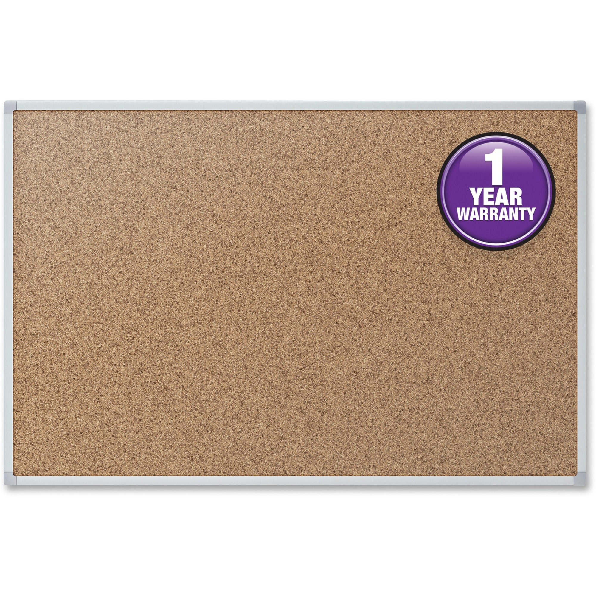 Mead Classic Cork Bulletin Board - 24" Board Height x 18" Board Width - Natural Cork Surface - Self-healing - Silver Aluminum Frame - 1 Each