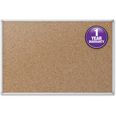 Mead Classic Cork Bulletin Board - 24" Board Height x 18" Board Width - Natural Cork Surface - Self-healing - Silver Aluminum Frame - 1 Each