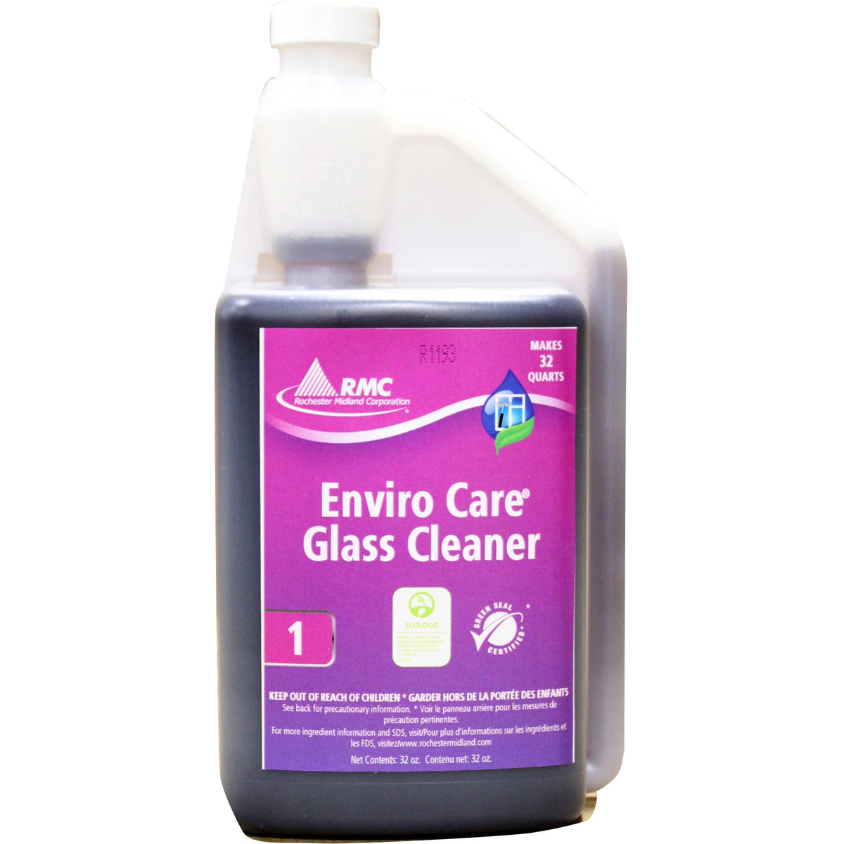 RMC Enviro Care Glass Cleaner - For Multipurpose - Concentrate - 32 fl oz (1 quart) - Streak-free, Alcohol-free, Ammonia-free, Dilutable - Purple - 1 Each