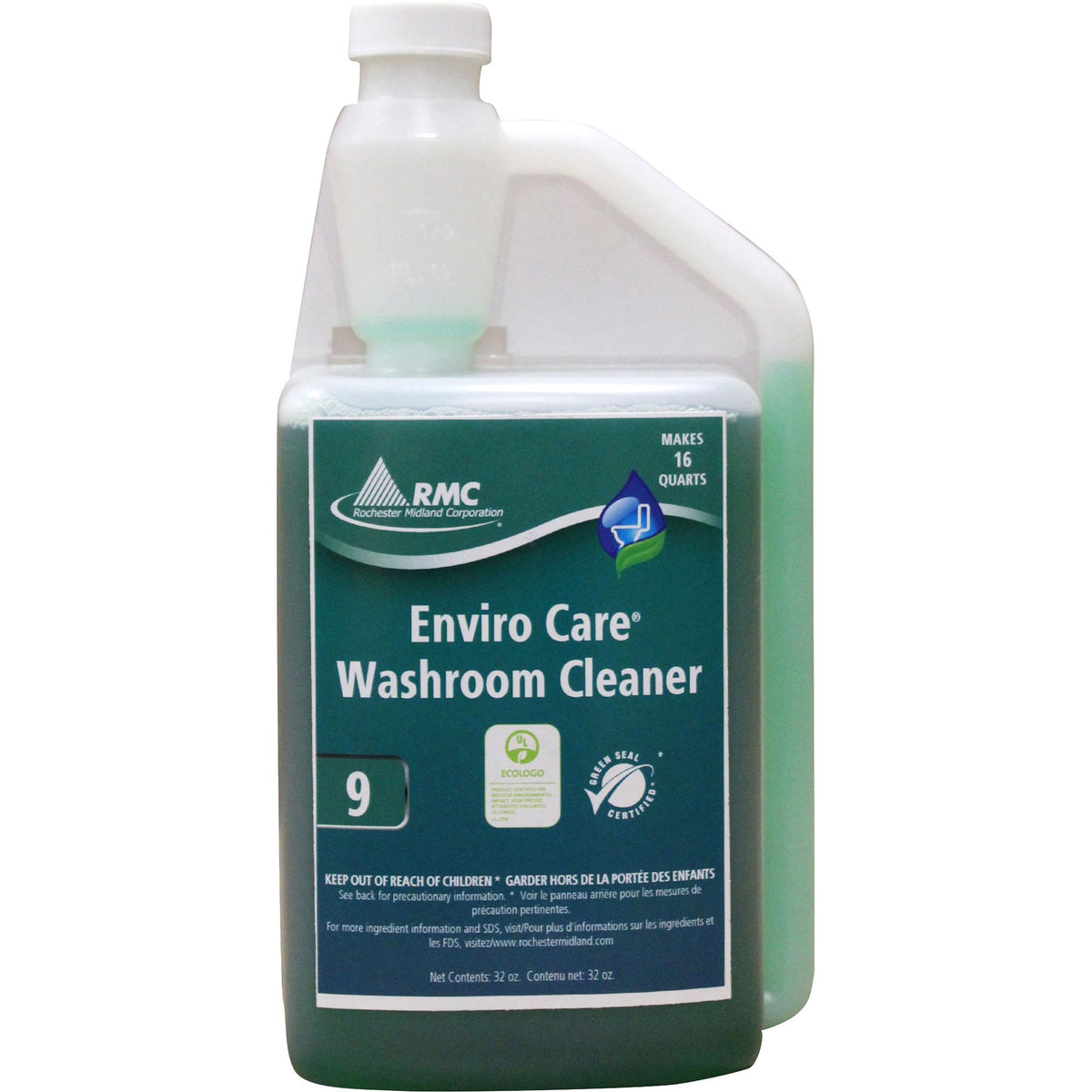 RMC Enviro Care Washroom Cleaner - Concentrate - 32 fl oz (1 quart) - Bio-based, Phosphate-free, Non-toxic - Blue, Green - 1 Each