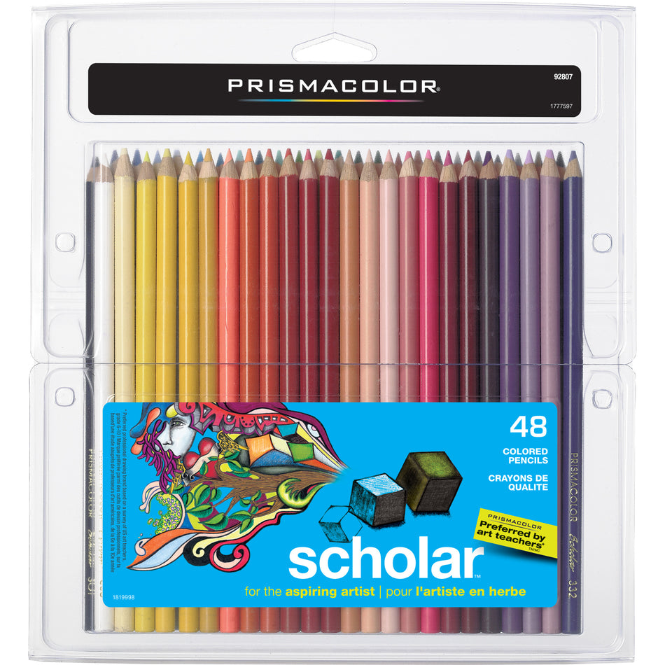 Prismacolor Scholar Colored Pencils - Assorted Lead - Assorted Wood Barrel - 48 / Pack