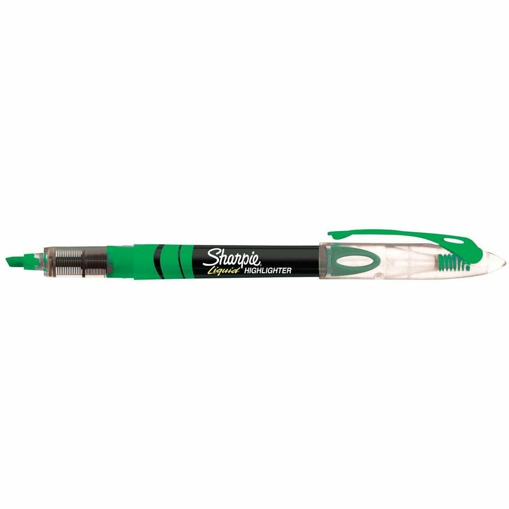 Sharpie Accent Highlighter - Liquid Pen - Micro Chisel Marker Point - Fluorescent Green Ink - Pigment-based - 1 Dozen