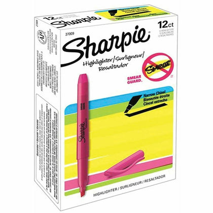 Sharpie Pocket Highlighter - Fluorescent Pink Ink - 12/Box - Highlighters