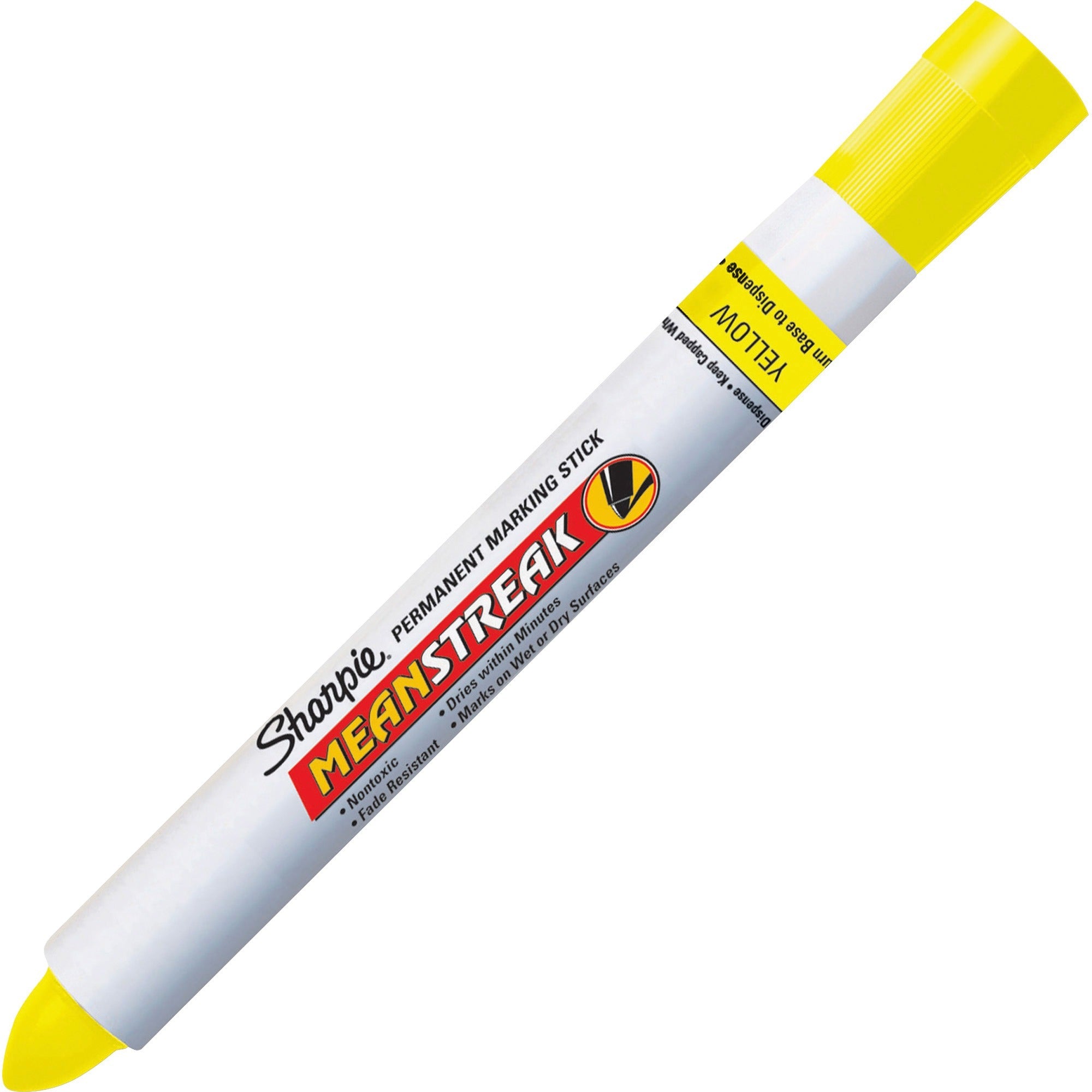 Sharpie Mean Streak Permanent Marking Stick - Broad Bullet Marker Point - Yellow Ink - 1 Each