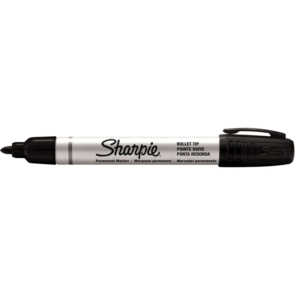 Sharpie Pro Permanent Marker - Bullet Marker Point - Black Ink - Metal Barrel - 1 Dozen