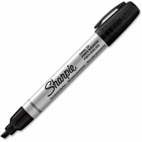 Sharpie Pro Chisel Tip Markers - Chisel Marker Point - Black Ink - Metal Barrel - 1 Dozen