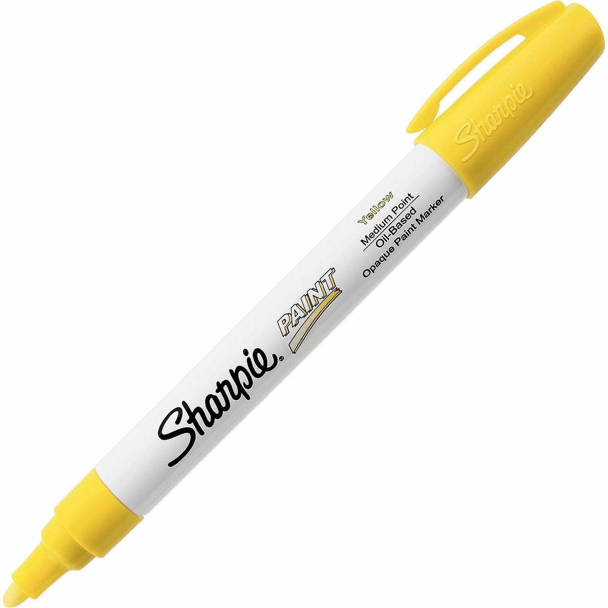 Sharpie Oil-Based Paint Marker - Medium Point - 1 mm Fine Marker Point - Yellow Ink - Oil Based - 1 Each