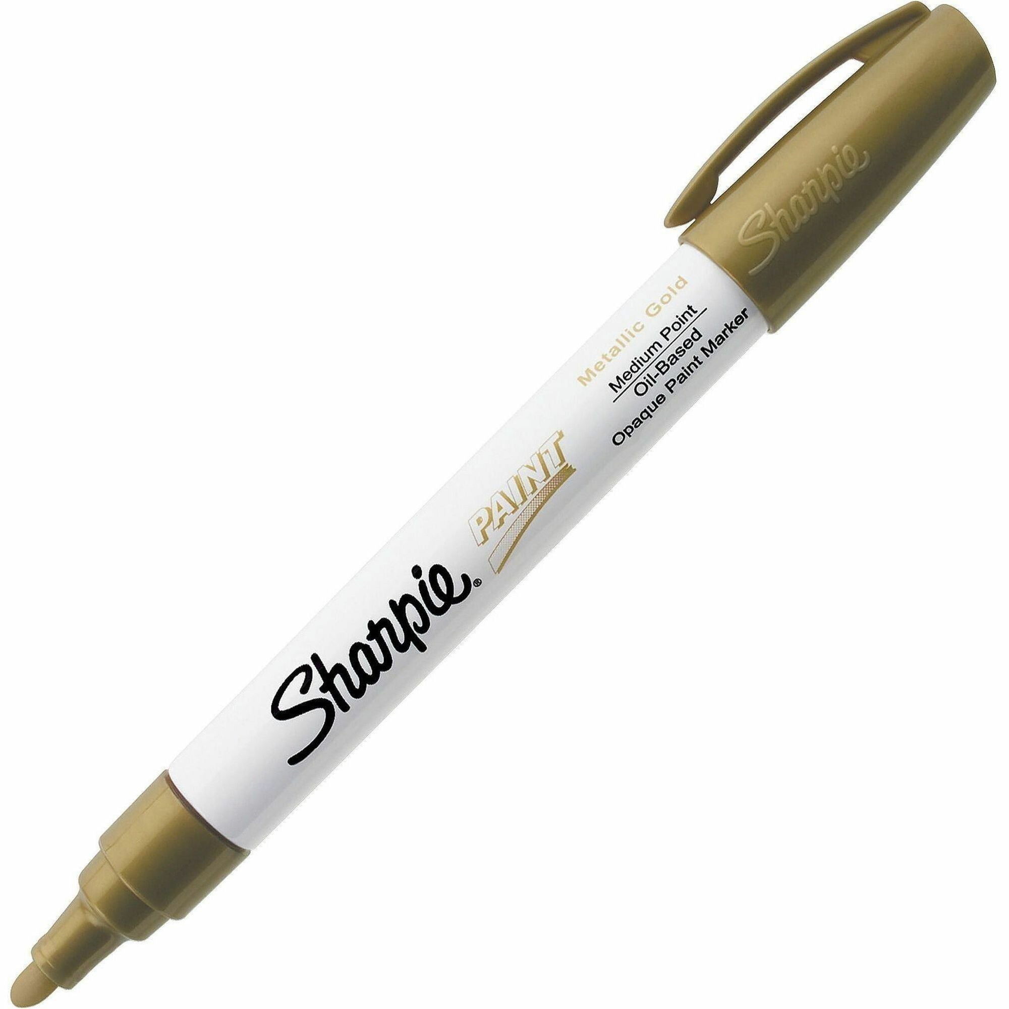 Sharpie Oil-Based Paint Marker - Medium Point - Medium Marker Point - Gold Ink - Oil Based - Gold Barrel - 1 Each